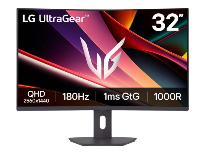 LG UltraGear G6 Gaming Curved Monitor, 32" VA Display, QHD Resolution, 180Hz Refresh Rate, 1ms (GtG) Repsonse Time, AMD FreeSync Premium Technology, Black Stabilizer, Black | 32G600A-B