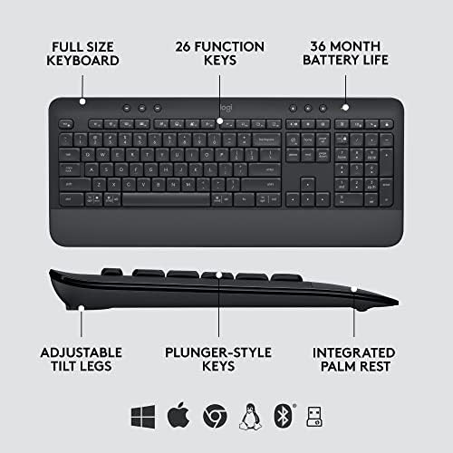 Logitech Signature MK650 Combo for Business, Wireless Mouse and Keyboard, Logi Bolt, Bluetooth, SmartWheel, Globally Certified, Windows/Mac/Chrome/Linux - Graphite|B09ZTWFL8Z