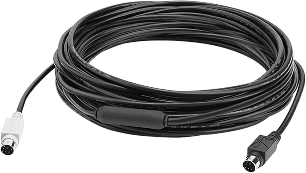 Logitech Extended Cable for Group Video Conferencing System, 10 m, Mini-DIN-6, FCC Class , CE, RoHS, Laptop/PC/Mac - Black
