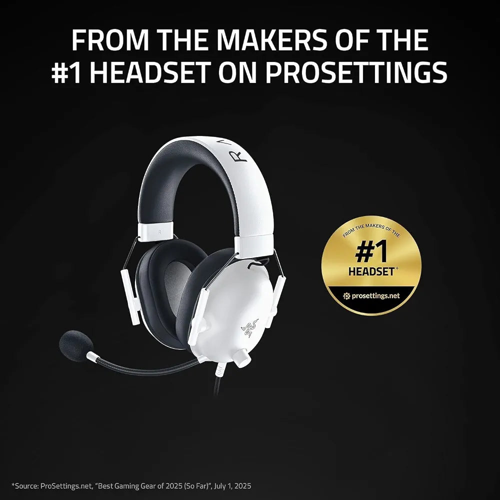 Razer BlackShark V2 X Gaming Headset, 7.1 Surround Sound, 50mm Drivers, Memory Foam Cushion, for PC, Mac, PS4, PS5, Switch, Xbox One, Xbox Series X|S, Mobile - 3.5mm Audio Jack - Special White Edition