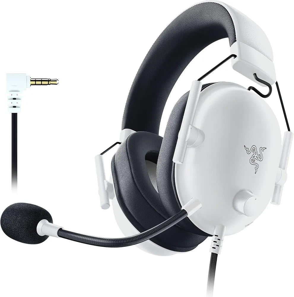Razer BlackShark V2 X Gaming Headset, 7.1 Surround Sound, 50mm Drivers, Memory Foam Cushion, for PC, Mac, PS4, PS5, Switch, Xbox One, Xbox Series X|S, Mobile - 3.5mm Audio Jack - Special White Edition
