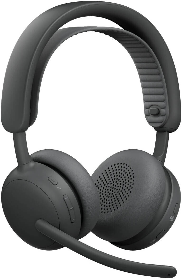 Logitech Zone Wireless 2 ES for Business Headphones, 40mm Driver Size, 2 Noise-Canceling Mics with AI Algorithms & Mic EQ, Teams Version, with Receiver, Graphite | 981-001586