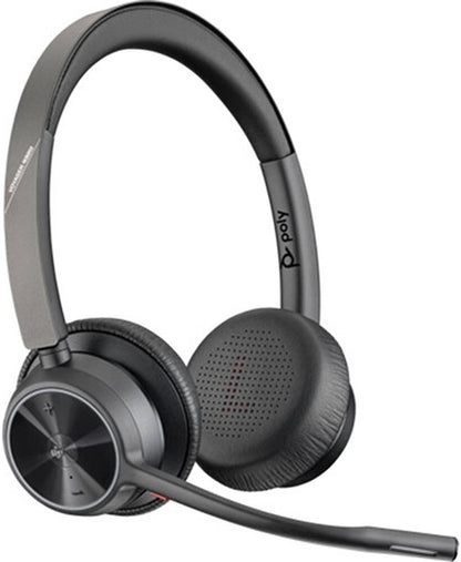 HP Poly Voyager 4320 Microsoft Teams Certified Headset, BT700 Dongle, Charging Stand, Flexible Boom Mic, On-Ear Controls, Up to 24 Hours Talk Time | 77Z00AA
