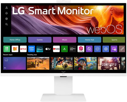 LG 32U850SA-W Smart Monitor, 32" IPS Display, 4K UHD Resolution, 60Hz Refresh Rate, 5ms (GtG) Response Time, Built-in Camera, HDR10, Flicker Safe, Auto Brightness, webOS, White | 32U850SA-W.AMA