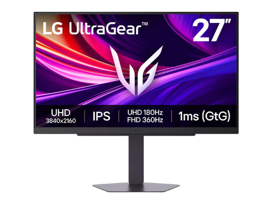 LG UltraGear G8 Gaming Monitor, 27" IPS Display, 4K UHD Resolution, 180Hz Refresh Rate, 1ms (GtG @ Faster) Response Time, NVIDIA G-Sync & AMD FreeSync Premium Pro, Black | 27G810A-B