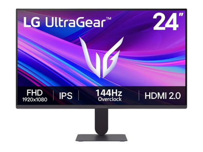 LG UltraGear 24G411A Gaming Monitor, 24" IPS Display, FHD Resolution, 144Hz Refresh Rate, 5ms (GtG @ Faster) Response Time, AMD FreeSync Premium Pro & NVIDIA G-Sync, Black | 24G411A-B