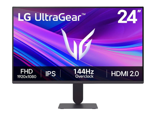 LG UltraGear 24G411A Gaming Monitor, 24" IPS Display, FHD Resolution, 144Hz Refresh Rate, 5ms (GtG @ Faster) Response Time, AMD FreeSync Premium Pro & NVIDIA G-Sync, Black | 24G411A-B