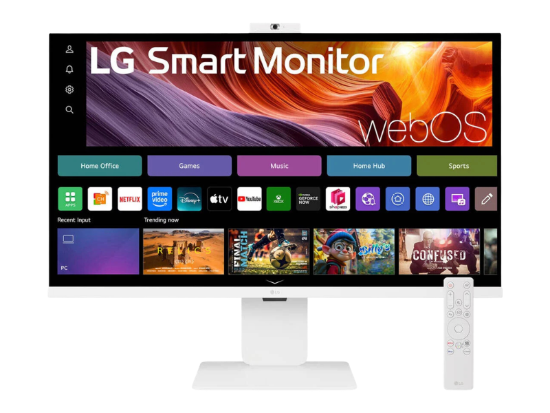 LG 32U850SA-W Smart Monitor, 32" IPS Display, 4K UHD Resolution, 60Hz Refresh Rate, 5ms (GtG) Response Time, Built-in Camera, HDR10, Flicker Safe, Auto Brightness, webOS, White | 32U850SA-W.AMA