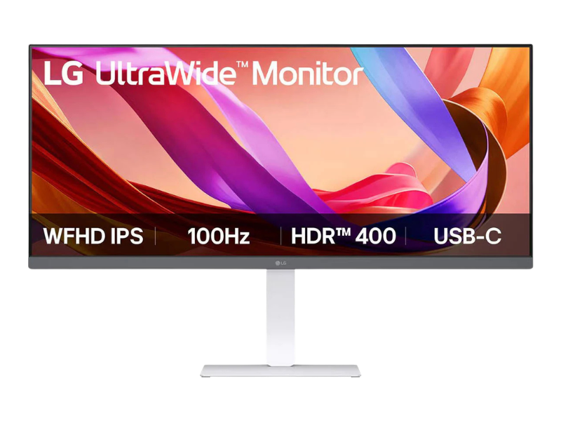 LG UltraWide Monitor, 34" IPS Display, WFHD Resolution, 100Hz Refresh Rate, 5ms (GtG @ Faster) Response Time, Anti-Glare Surface Treatment, 16.7m Color Display, White | 34U530A-W