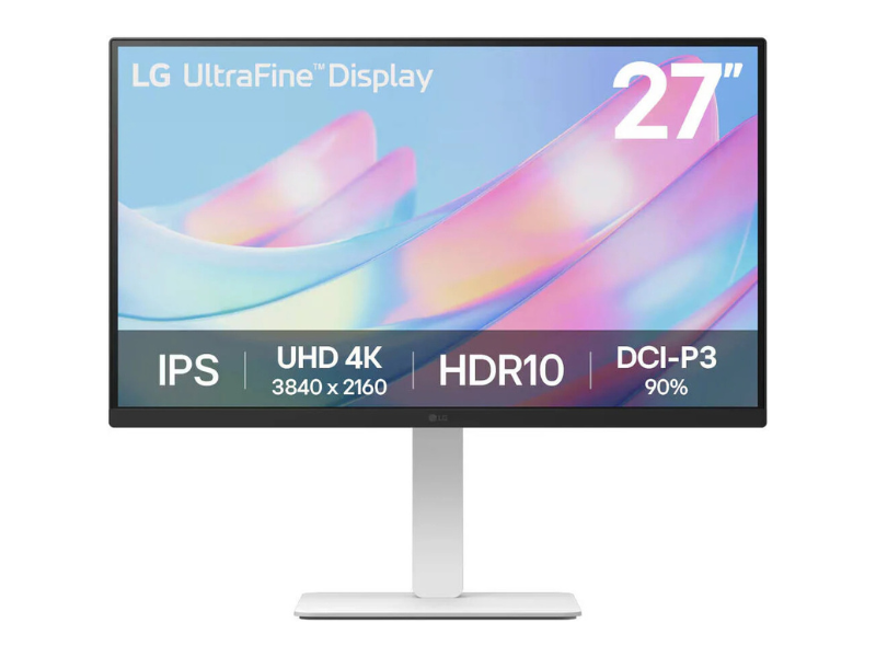LG UltraFine Monitor, 27" IPS Display, 4K UHD Resolution, 60Hz Refresh Rate, 5ms (GtG at Faster) Response Time, 1.07b Color Display, Dynamic Action Sync, White | 27US550-W
