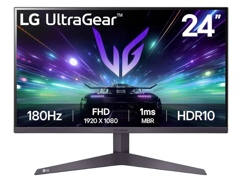 LG 24GS50F-B 24-inch FHD  UltraGear Gaming monitor with 180Hz, 1ms MBR, HDR10, AMD FreeSync, HDMI, DisplayPort, 3-Side Virtually Borderless Design, Black