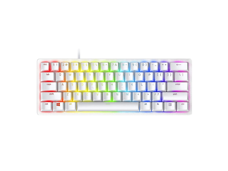 Razer Huntsman Mini Clicky Optical Switches, 60% Gaming Keyboard, Chroma Rgb Lighting, Pbt Keycaps, Onboard Memory - Mercury White