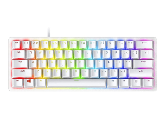 Razer Huntsman Mini Clicky Optical Switches, 60% Gaming Keyboard, Chroma Rgb Lighting, Pbt Keycaps, Onboard Memory - Mercury White