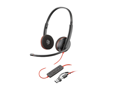 HP Poly Blackwire 3220 Stereo USB-C Headset +USB-C/A Adapter| 8X228A6