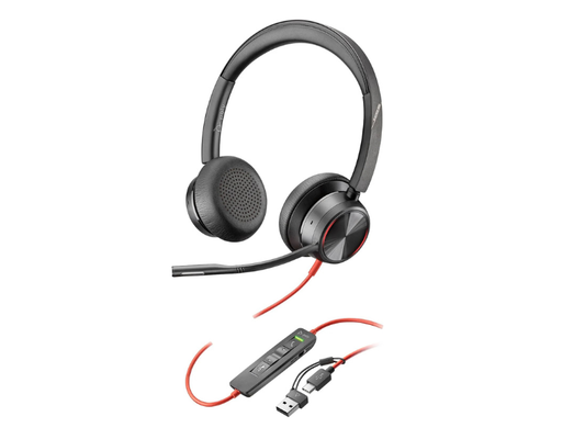 HP Poly Blackwire 8225 Premium Wired Stereo Headset, USB-C with USB-A | 8X223A