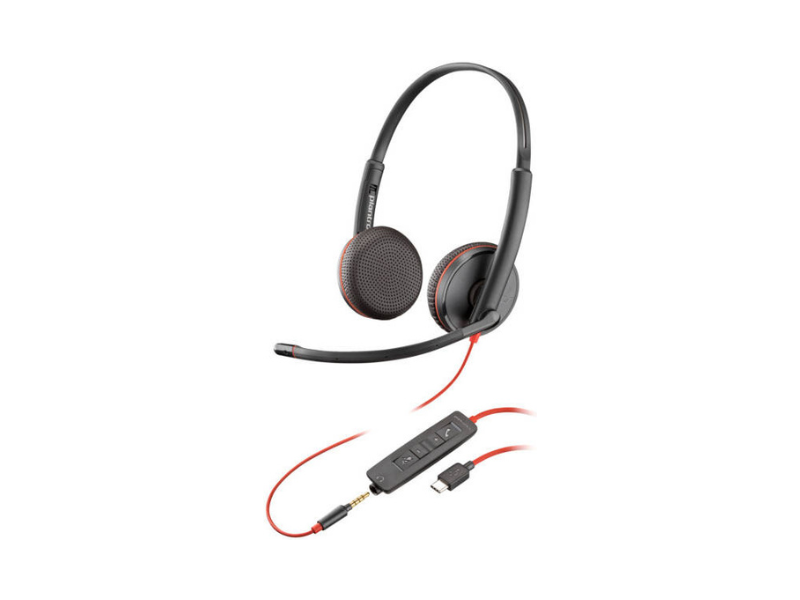 HP Poly Blackwire 8225 Premium Wired Stereo Headset, USB-C with USB-A | 8X223A