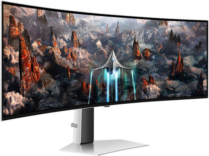 SAMSUNG Odyssey G9 G93SC Gaming Curved Monitor, 49" Dual 2K OLED Display, 240Hz Refresh Rate, 0.03ms (GtG) Response Time, FreeSync Premium Pro & G-Sync Compatible, White | LS49CG934SMXUE