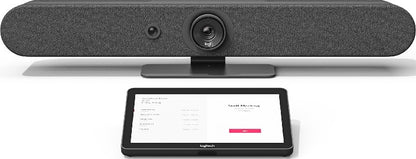 Logitech Rally Bar Mini All-in-One Webcam, Video Bar for Medium Rooms, Up to 4k Display Resolution, PTZ Camera, AI Viewfinder, Zoom/Tilt/Pan, Graphite | 960-001340 / 960-001339