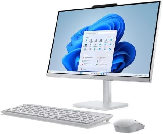 Lenovo AIO A100 All-in-One Desktop – 23.8″ FHD IPS Display, Intel i3-N305, 16GB DDR4, 512GB SSD, Wi-Fi 6, Windows 11 Pro, Wireless Keyboard & Mouse, 1 Year Lenovo Warranty (Cloud Grey))
