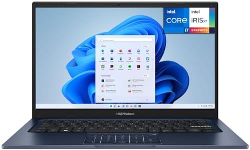 ASUS  Vivobook 14 14" FHD Laptop, Intel Core i7-1355U, 1.7GHz, 12GB RAM, 512GB SSD, Windows 11 Home, Intel UHD Graphics, Wi-Fi5, Bluetooth, Quiet Blue, X1404VA-I712512
