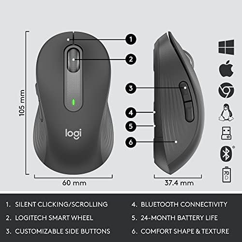 Logitech Signature MK650 Combo for Business, Wireless Mouse and Keyboard, Logi Bolt, Bluetooth, SmartWheel, Globally Certified, Windows/Mac/Chrome/Linux - Graphite|B09ZTWFL8Z