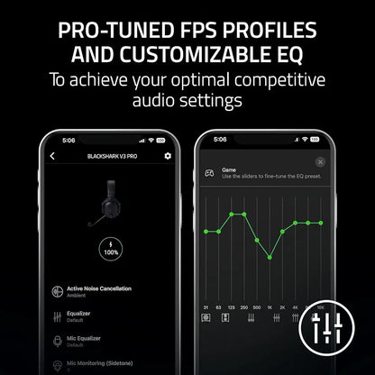 Razer BlackShark V3 Pro Wireless ANC Gaming Headset for PC: Full Band Mic - 50mm Drivers - 2.4 GHz, Bluetooth, USB, 3.5mm - Works with Mac, PS5, Nintendo Switch, Smartphone - 70 Hr Battery - Black