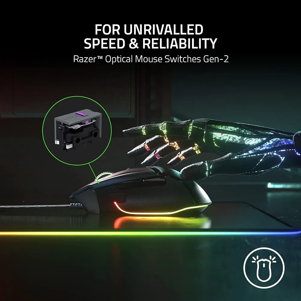 Razer Basilisk V3 Customizable Ergonomic Gaming Mouse: Fastest Mouse Switch, Chroma RGB Lighting 26K DPI Optical Sensor 11 Programmable Buttons HyperScroll Tilt Wheel - Classic Black