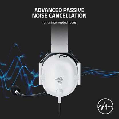 Razer BlackShark V2 X Gaming Headset, 7.1 Surround Sound, 50mm Drivers, Memory Foam Cushion, for PC, Mac, PS4, PS5, Switch, Xbox One, Xbox Series X|S, Mobile - 3.5mm Audio Jack - Special White Edition