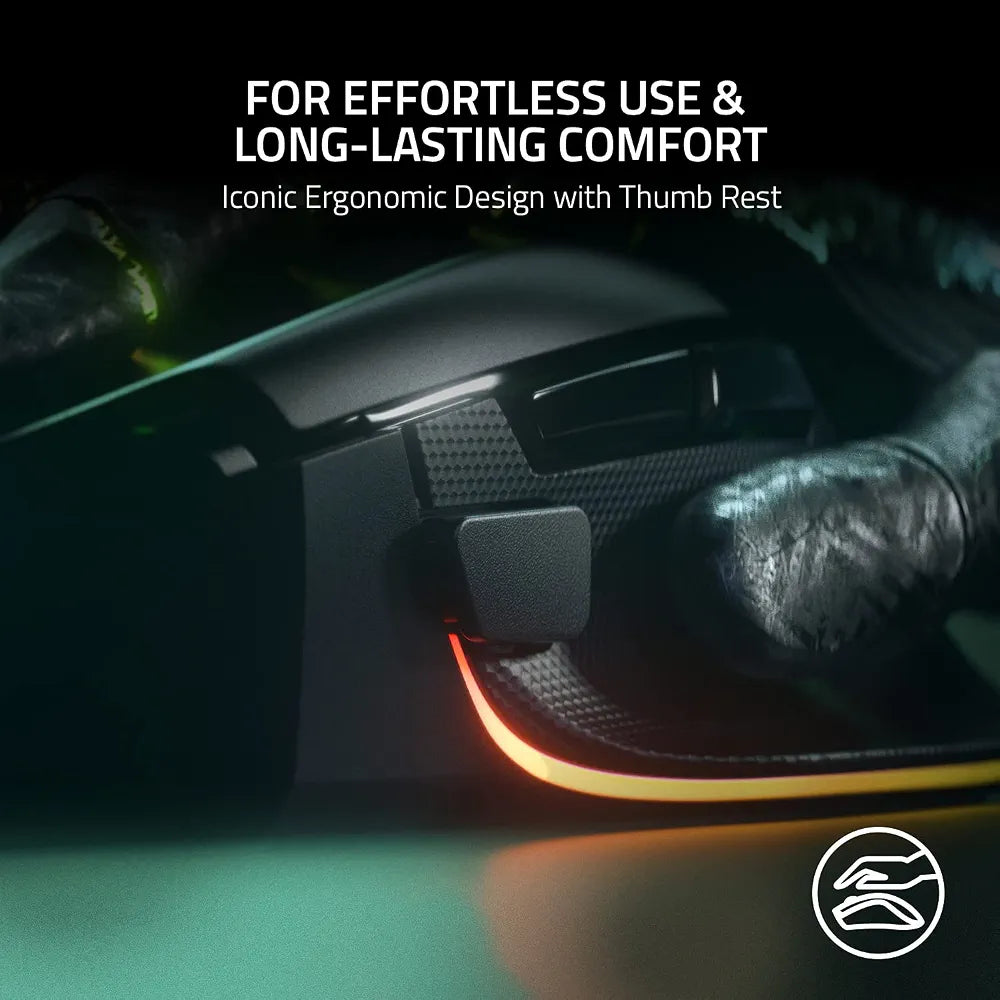 Razer Basilisk V3 Customizable Ergonomic Gaming Mouse: Fastest Mouse Switch, Chroma RGB Lighting 26K DPI Optical Sensor 11 Programmable Buttons HyperScroll Tilt Wheel - Classic Black