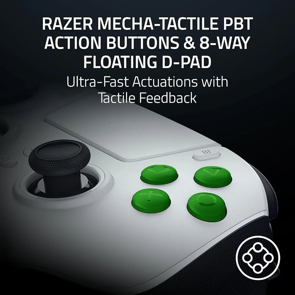 Razer Raiju V3 Pro Wireless Esports Controller for PlayStation 5 & PC: 4 Removable Mouse Click Back Buttons & 2 Claw Grip Bumpers, Symmetrical TMR Thumbsticks, Razer Pro HyperTriggers - White