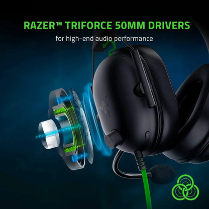 Razer BlackShark V2 X USB Wired Esports Gaming Headset: 7.1 Surround Sound, 50mm Drivers, 240g Lightweight Build, Noise Cancelling Mic, for PC, PS4, PS5, Xbox Series - Black