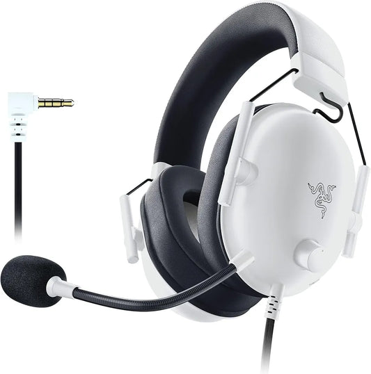 Razer BlackShark V2 X Gaming Headset, 7.1 Surround Sound, 50mm Drivers, Memory Foam Cushion, for PC, Mac, PS4, PS5, Switch, Xbox One, Xbox Series X|S, Mobile - 3.5mm Audio Jack - Special White Edition