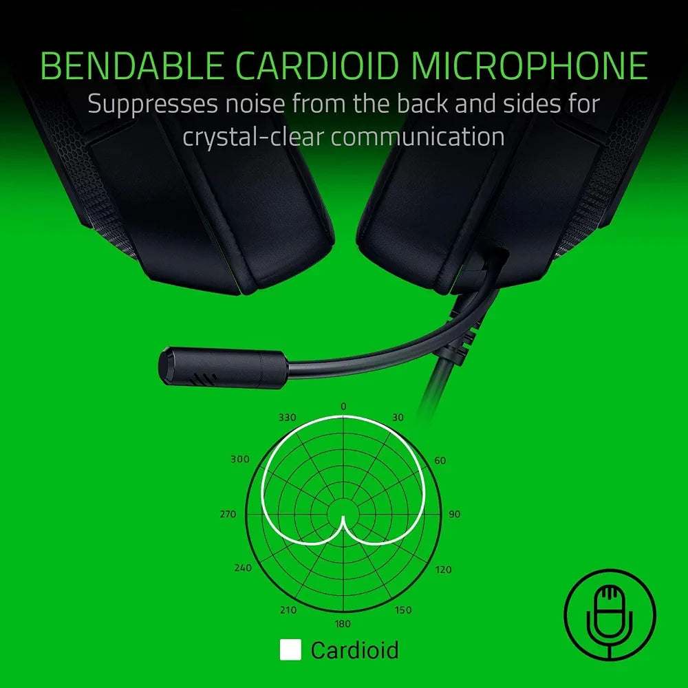 Razer Kraken X Lite Ultralight Gaming Headset: 7.1 Surround Sound - Lightweight Aluminum Frame - Bendable Cardioid Microphone - for PC, PS4, PS5, Switch, Xbox One, Xbox Series X & S, Mobile - Black
