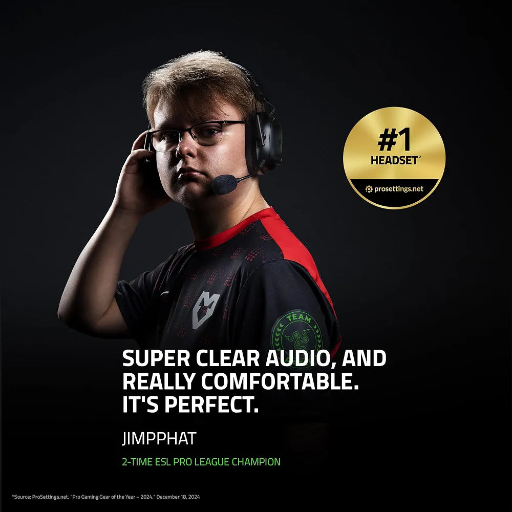 Razer BlackShark V2 Pro Wireless Gaming Headset 2023 Edition: Detachable Mic, Pro-Tuned FPS Profiles, Ultra-Soft Memory Foam, PC, PS5, Xbox Series X & S, Mobile - 70 Hr Battery Life - Black