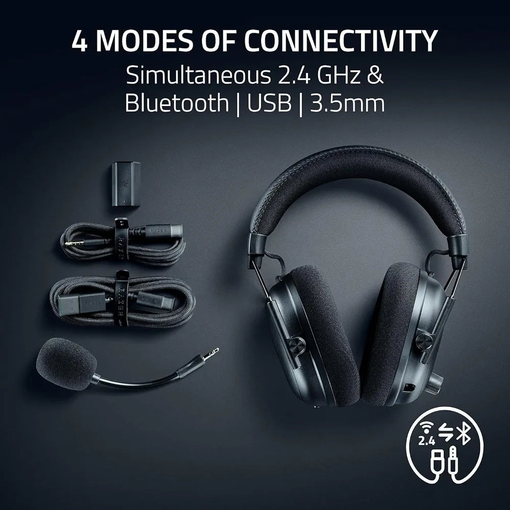 Razer BlackShark V3 Pro Wireless ANC Gaming Headset for PC: Full Band Mic - 50mm Drivers - 2.4 GHz, Bluetooth, USB, 3.5mm - Works with Mac, PS5, Nintendo Switch, Smartphone - 70 Hr Battery - Black