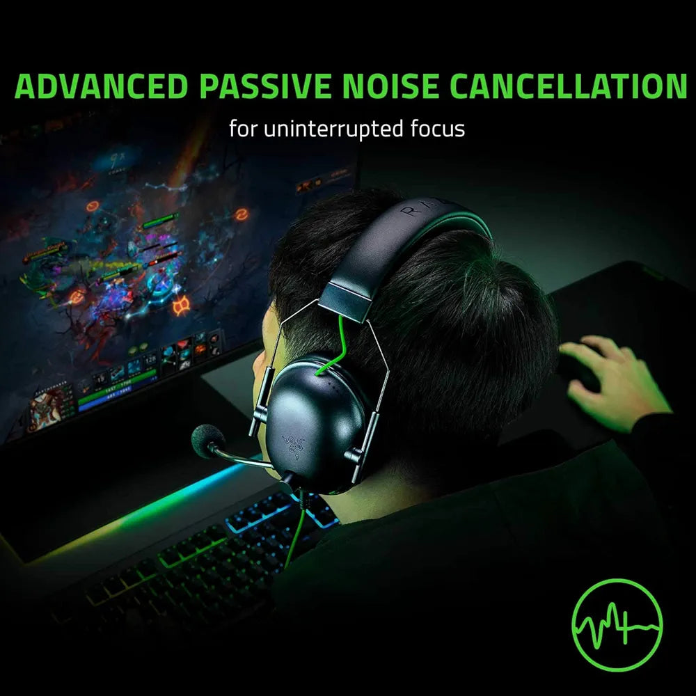 Razer BlackShark V2 X USB Wired Esports Gaming Headset: 7.1 Surround Sound, 50mm Drivers, 240g Lightweight Build, Noise Cancelling Mic, for PC, PS4, PS5, Xbox Series - Black