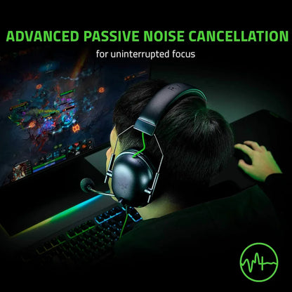 Razer BlackShark V2 X USB Wired Esports Gaming Headset: 7.1 Surround Sound, 50mm Drivers, 240g Lightweight Build, Noise Cancelling Mic, for PC, PS4, PS5, Xbox Series - Black
