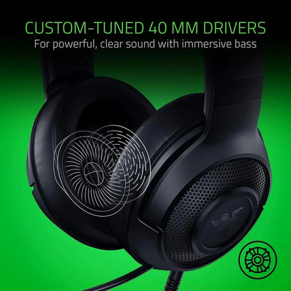 Razer Kraken X Lite Ultralight Gaming Headset: 7.1 Surround Sound - Lightweight Aluminum Frame - Bendable Cardioid Microphone - for PC, PS4, PS5, Switch, Xbox One, Xbox Series X & S, Mobile - Black