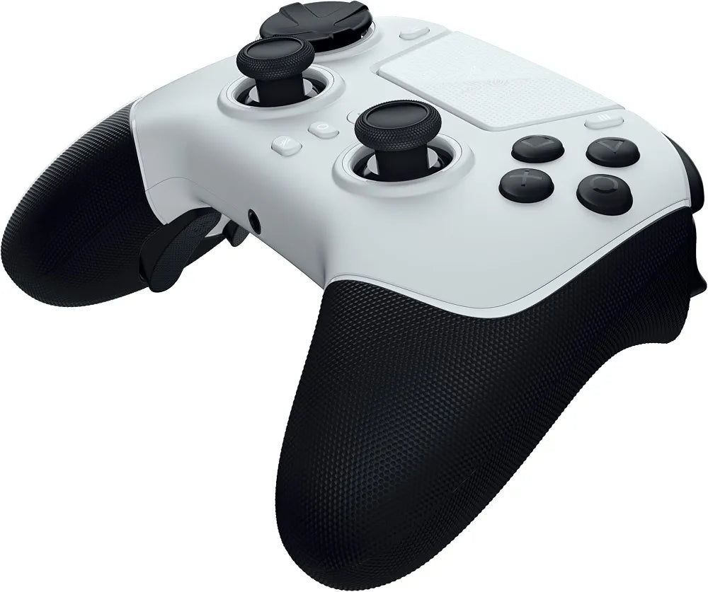Razer Raiju V3 Pro Wireless Esports Controller for PlayStation 5 & PC: 4 Removable Mouse Click Back Buttons & 2 Claw Grip Bumpers, Symmetrical TMR Thumbsticks, Razer Pro HyperTriggers - White