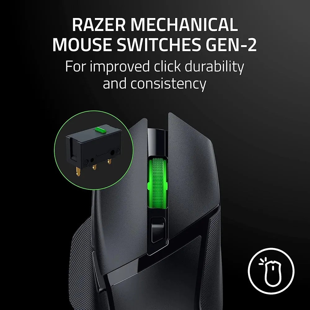 Razer Basilisk V3 X HyperSpeed Customizable Wireless Gaming Mouse: Mechanical Switches Gen-2-5G Advanced 18K Optical Sensor - Chroma RGB - 9 Programmable Controls - 285 Hr Battery - Classic Black