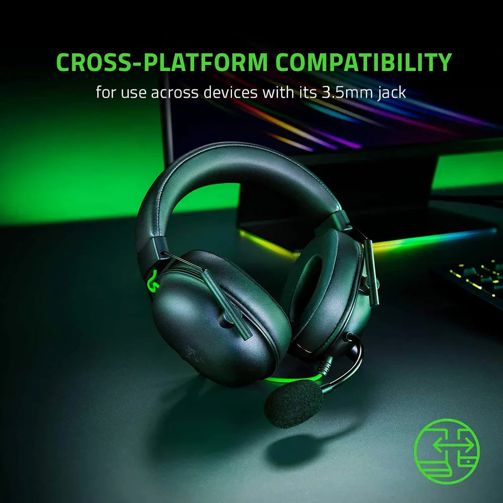 Razer BlackShark V2 X USB Wired Esports Gaming Headset: 7.1 Surround Sound, 50mm Drivers, 240g Lightweight Build, Noise Cancelling Mic, for PC, PS4, PS5, Xbox Series - Black
