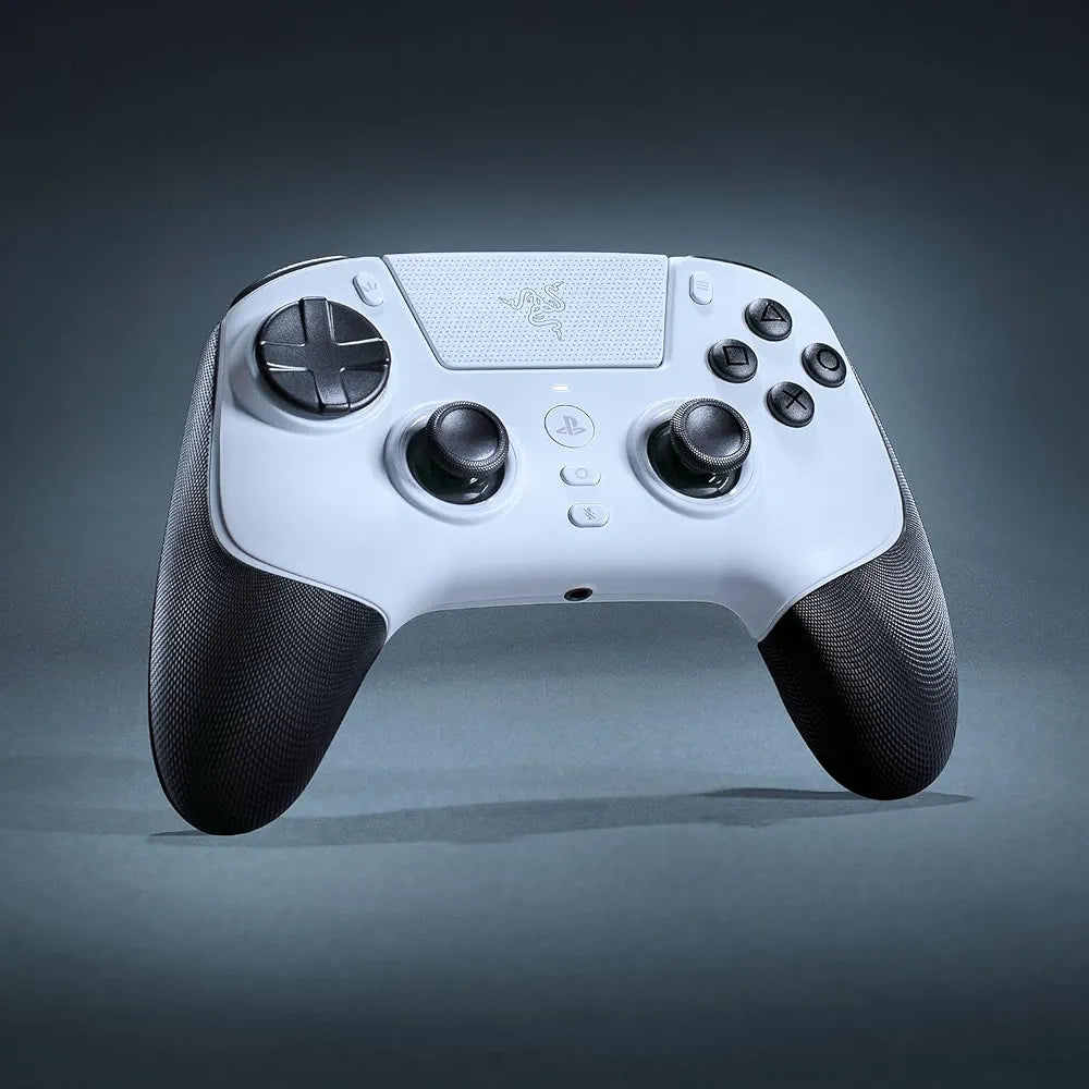 Razer Raiju V3 Pro Wireless Esports Controller for PlayStation 5 & PC: 4 Removable Mouse Click Back Buttons & 2 Claw Grip Bumpers, Symmetrical TMR Thumbsticks, Razer Pro HyperTriggers - White