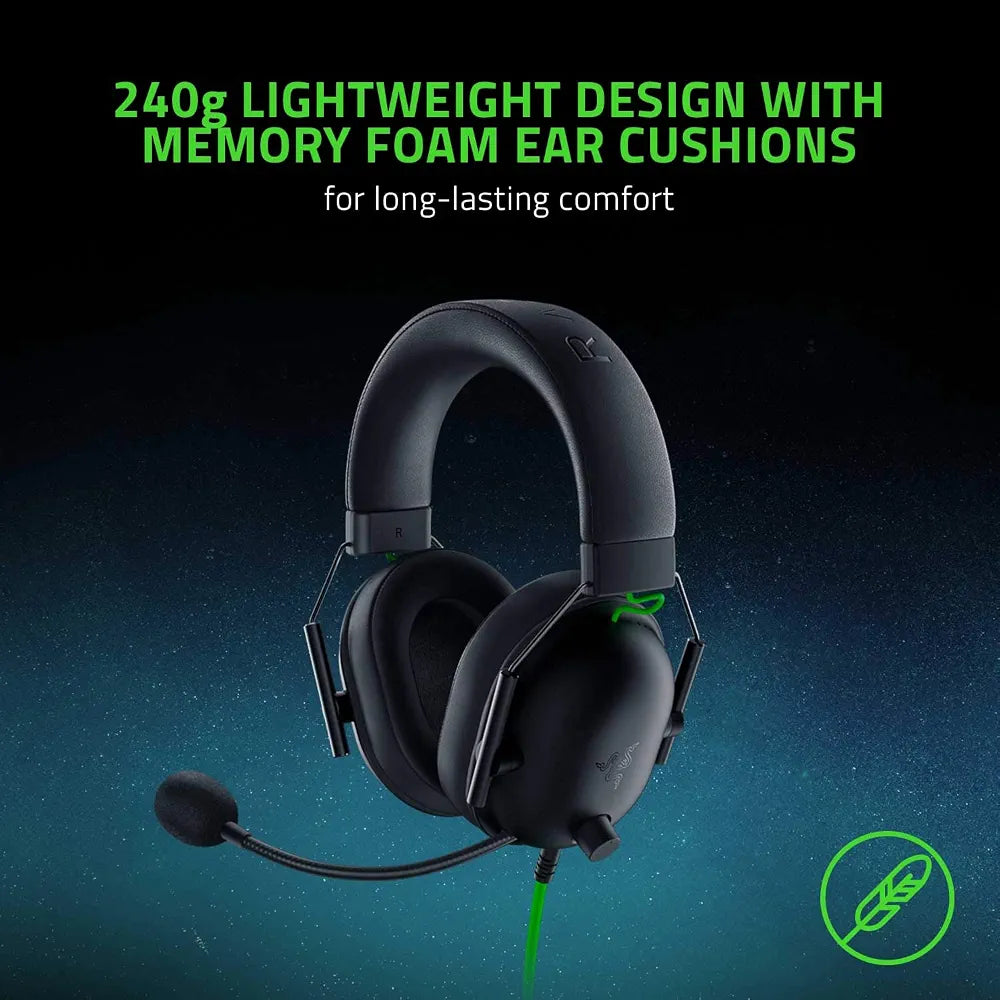 Razer BlackShark V2 X USB Wired Esports Gaming Headset: 7.1 Surround Sound, 50mm Drivers, 240g Lightweight Build, Noise Cancelling Mic, for PC, PS4, PS5, Xbox Series - Black