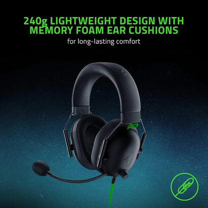 Razer BlackShark V2 X USB Wired Esports Gaming Headset: 7.1 Surround Sound, 50mm Drivers, 240g Lightweight Build, Noise Cancelling Mic, for PC, PS4, PS5, Xbox Series - Black