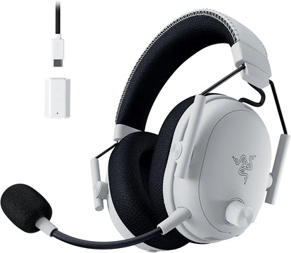 Razer BlackShark V3 Pro Wireless ANC Gaming Headset for PC: Full Band Mic - 50mm Drivers - 2.4 GHz, Bluetooth, USB, 3.5mm - Works with Mac, PS5, Nintendo Switch, Smartphone - 70 Hr Battery - White