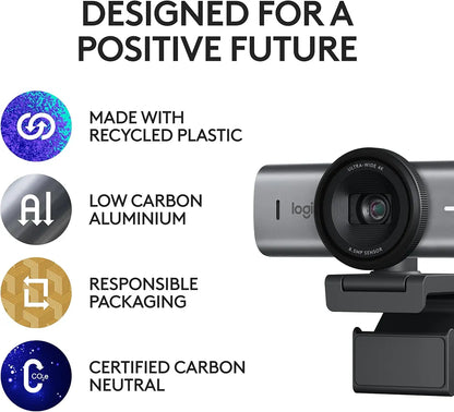 Logitech MX Brio 705 for Business 4K Webcam with Auto Light Correction, Ultra HD, Auto-Framing, Show Mode, USB-C, Works with Microsoft Teams, Zoom, Google Meet - Graphite
