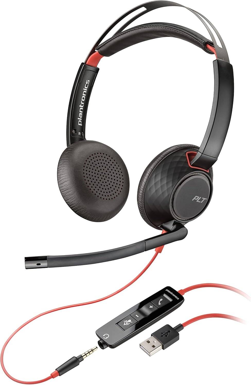 Poly Blackwire 5220 Stereo USB-A Headset, Dual Ear (Stereo) Computer Headset with Boom Mic - USB-A, 3.5 mm to connect to your PC, Mac, Tablet and/or Cell Phone | 80R97AA