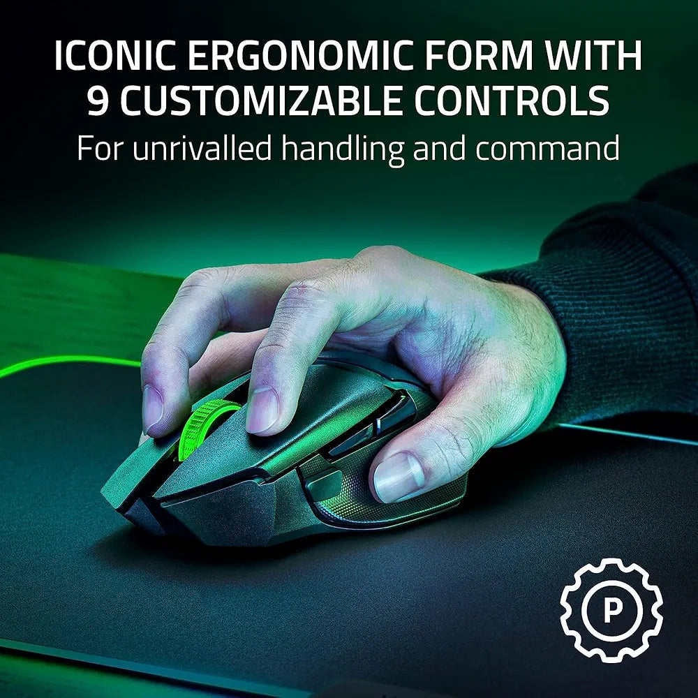 Razer Basilisk V3 X HyperSpeed Customizable Wireless Gaming Mouse: Mechanical Switches Gen-2-5G Advanced 18K Optical Sensor - Chroma RGB - 9 Programmable Controls - 285 Hr Battery - Classic Black