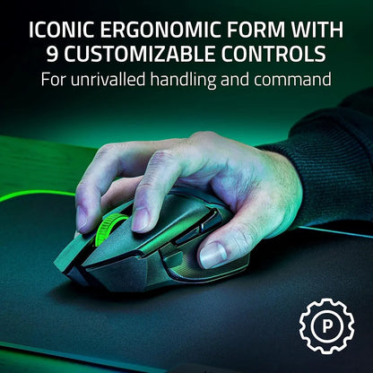 Razer Basilisk V3 X HyperSpeed Customizable Wireless Gaming Mouse: Mechanical Switches Gen-2-5G Advanced 18K Optical Sensor - Chroma RGB - 9 Programmable Controls - 285 Hr Battery - Classic Black