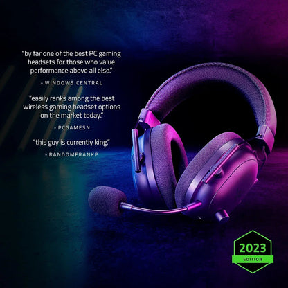 Razer BlackShark V2 Pro Wireless Gaming Headset 2023 Edition: Detachable Mic, Pro-Tuned FPS Profiles, Ultra-Soft Memory Foam, PC, PS5, Xbox Series X & S, Mobile - 70 Hr Battery Life - Black